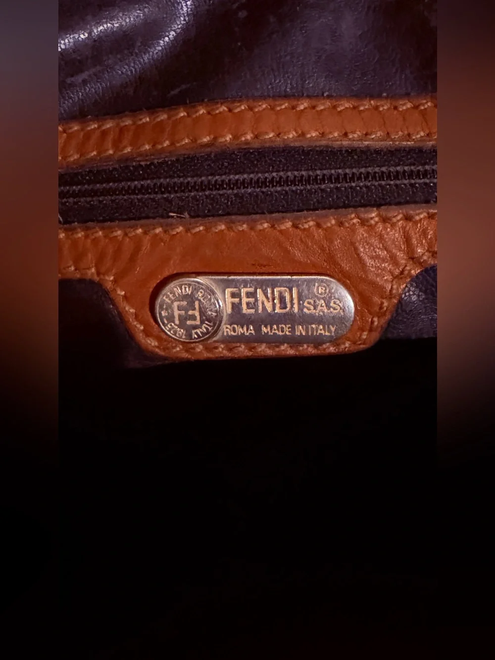 Fendi Striped Messenger Bag in Brown and Black